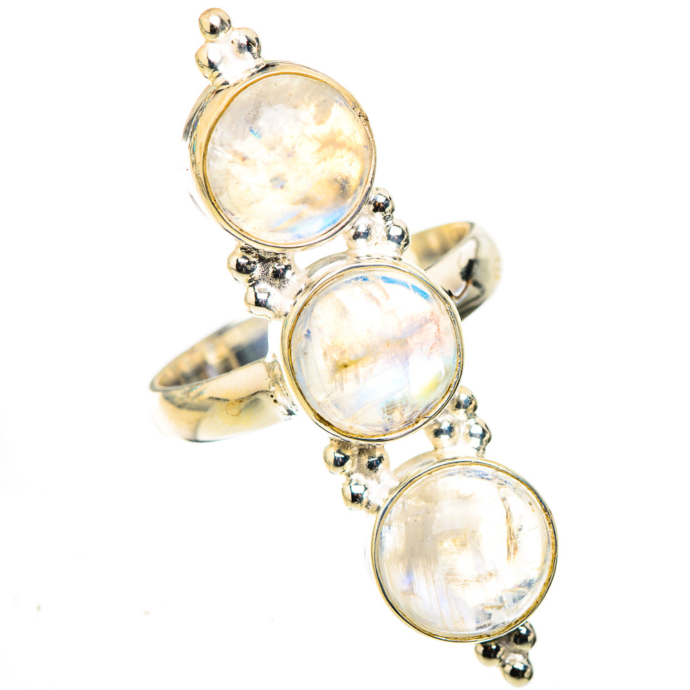 Rainbow Moonstone Rings handcrafted by Ana Silver Co - RING124112 - Photo 2