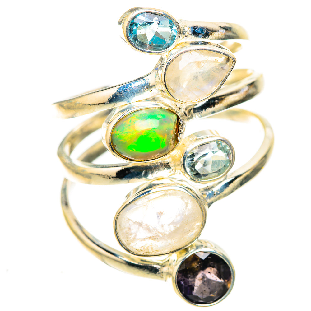 Rainbow Moonstone Rings handcrafted by Ana Silver Co - RING124117 - Photo 2