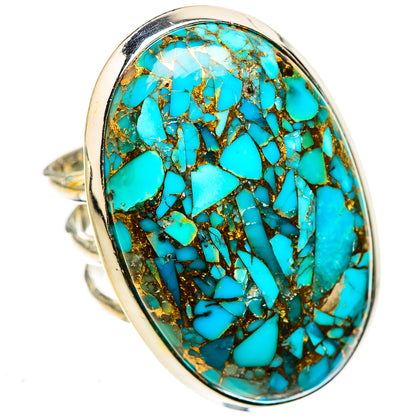 Blue Copper Composite Turquoise Rings handcrafted by Ana Silver Co - RING124121 - Photo 2