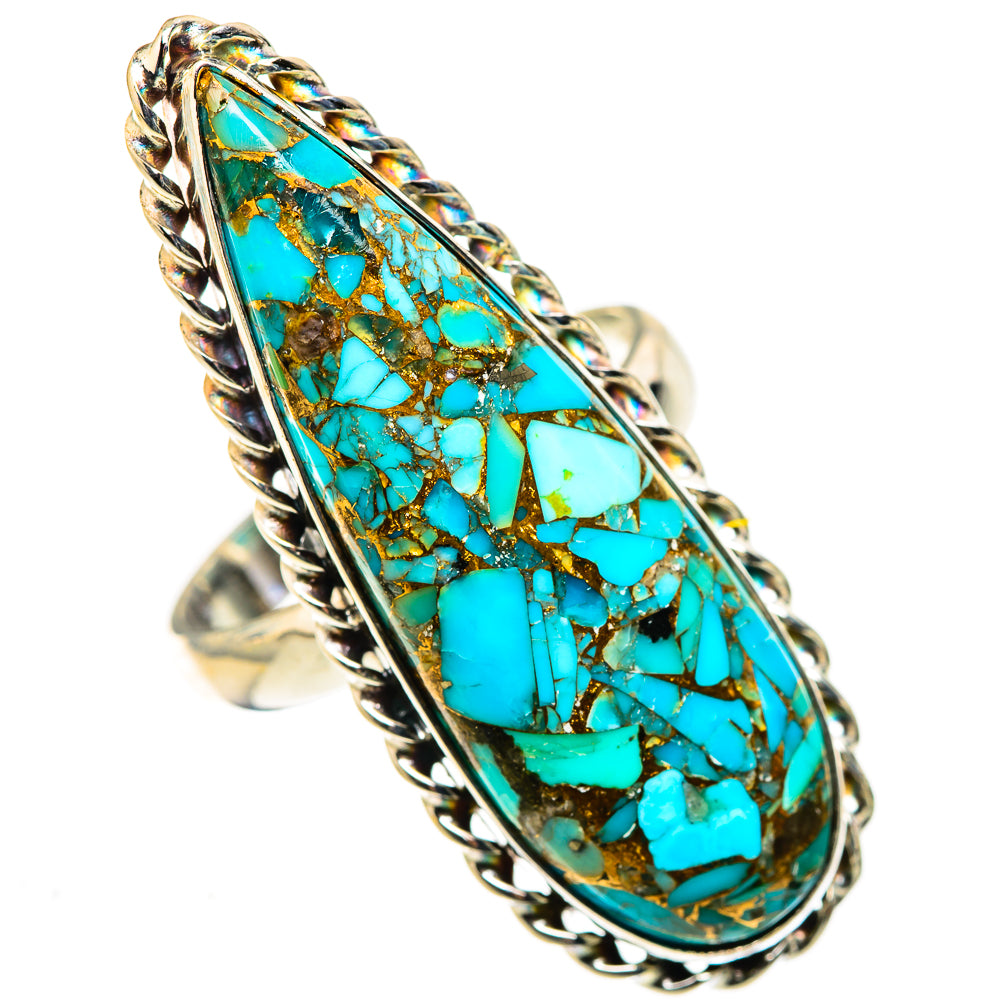 Blue Copper Composite Turquoise Rings handcrafted by Ana Silver Co - RING124125 - Photo 2
