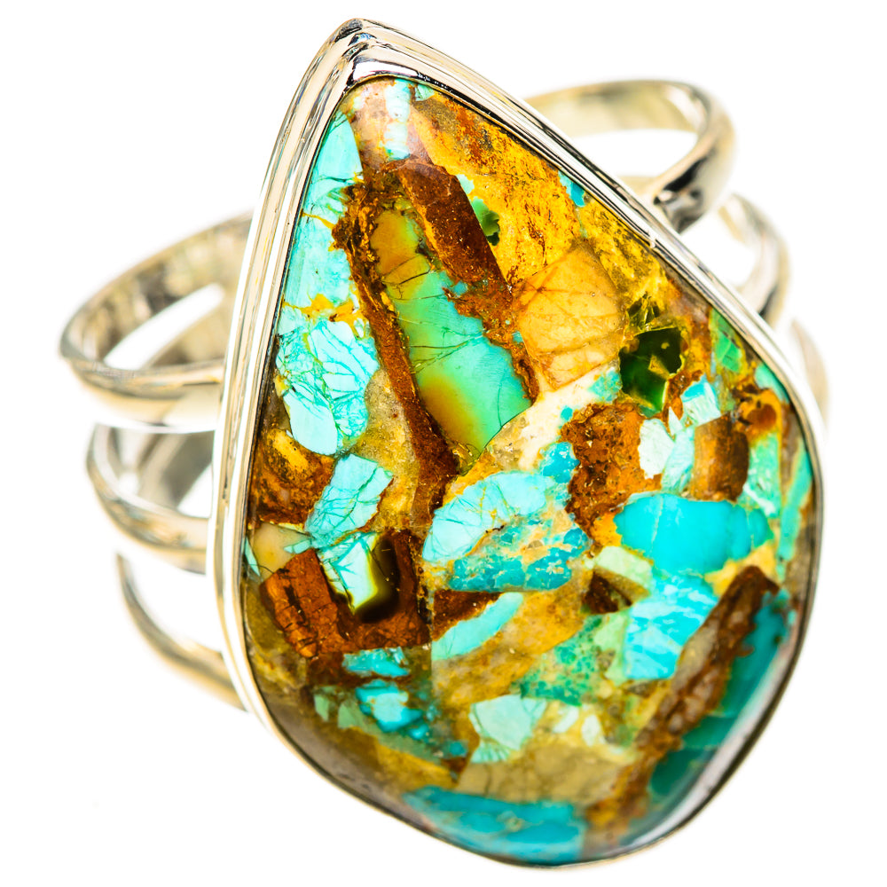 Blue Copper Composite Turquoise Rings handcrafted by Ana Silver Co - RING124128 - Photo 2