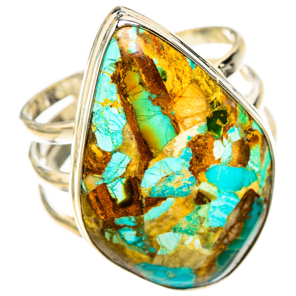 Blue Copper Composite Turquoise Rings handcrafted by Ana Silver Co - RING124128 - Photo 2