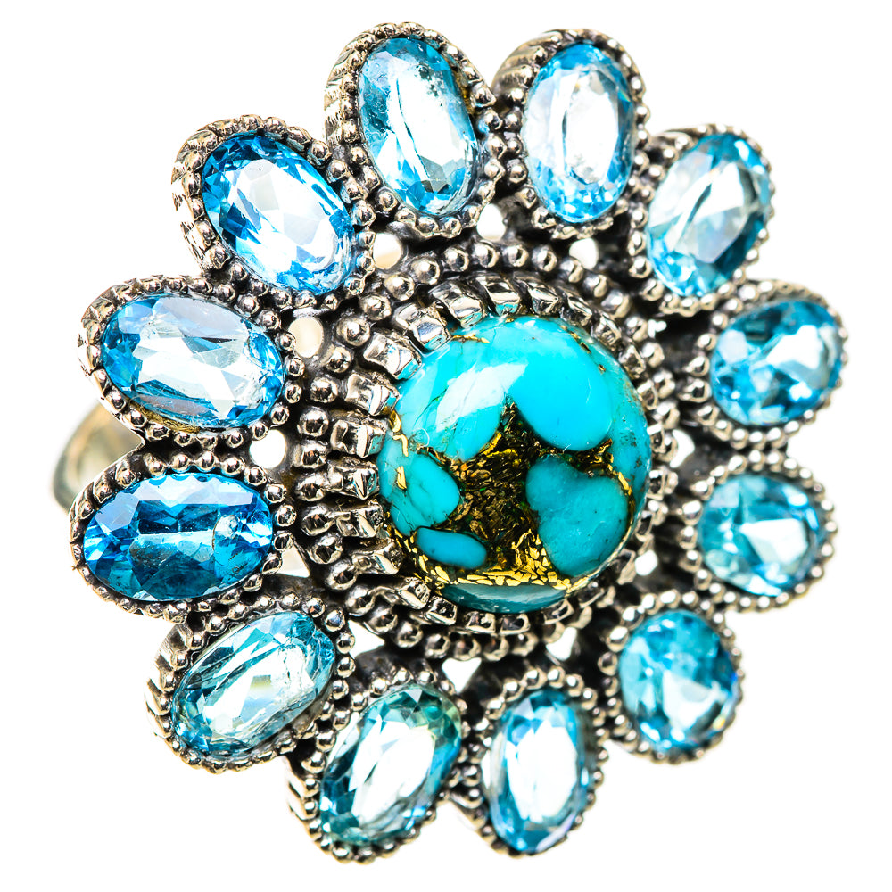 Blue Copper Composite Turquoise Rings handcrafted by Ana Silver Co - RING124144 - Photo 2