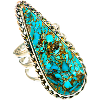 Blue Copper Composite Turquoise Rings handcrafted by Ana Silver Co - RING124152 - Photo 2