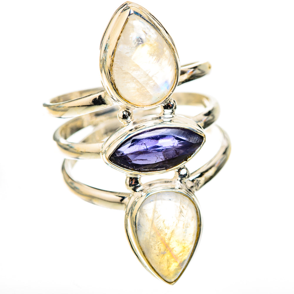 Rainbow Moonstone Rings handcrafted by Ana Silver Co - RING124157 - Photo 2
