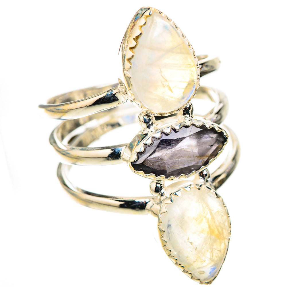 Rainbow Moonstone Rings handcrafted by Ana Silver Co - RING124162 - Photo 2