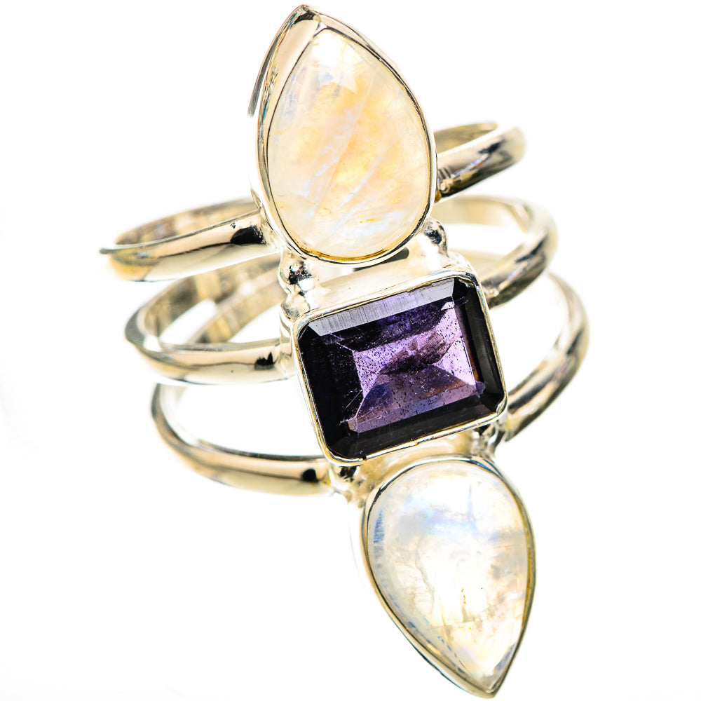 Rainbow Moonstone Rings handcrafted by Ana Silver Co - RING124163 - Photo 2