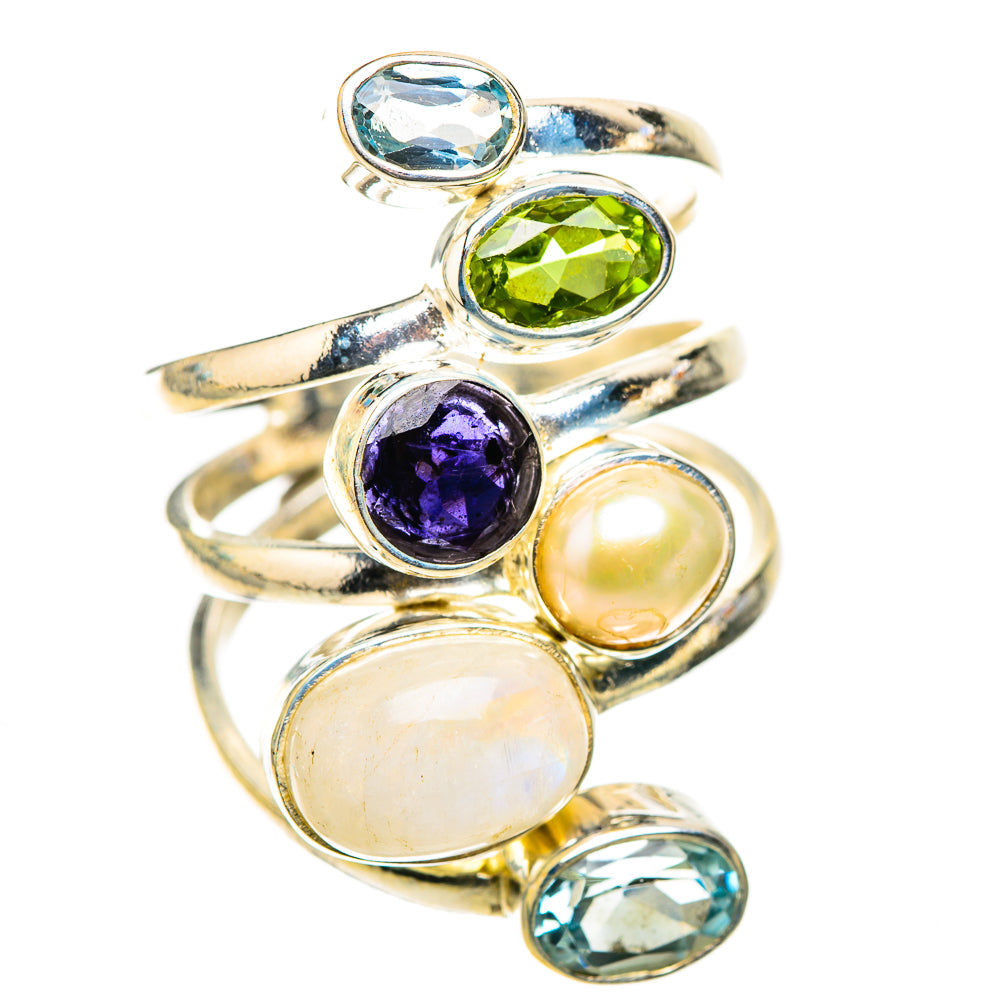 Rainbow Moonstone Rings handcrafted by Ana Silver Co - RING124167 - Photo 2
