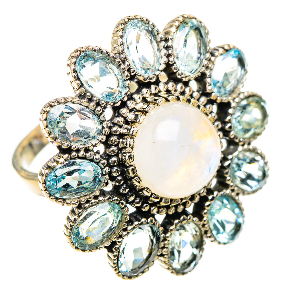 Rainbow Moonstone Rings handcrafted by Ana Silver Co - RING124177 - Photo 2