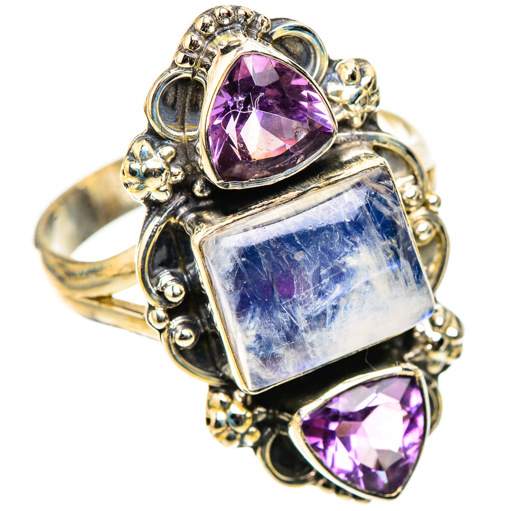 Rainbow Moonstone Rings handcrafted by Ana Silver Co - RING124182 - Photo 2