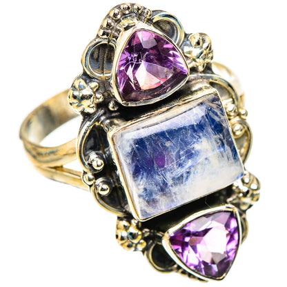 Rainbow Moonstone Rings handcrafted by Ana Silver Co - RING124182 - Photo 2