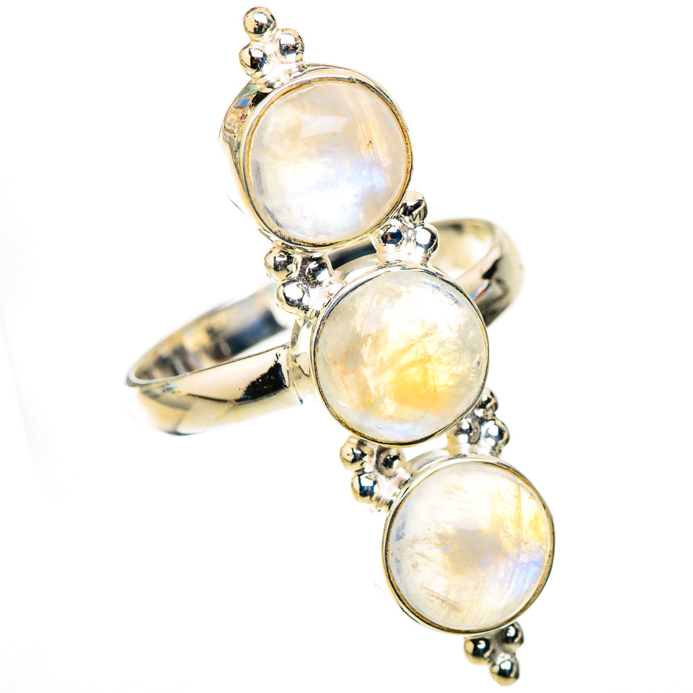 Rainbow Moonstone Rings handcrafted by Ana Silver Co - RING124183 - Photo 2