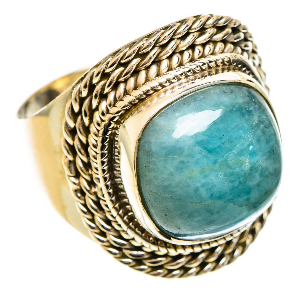 Sterling silver aquamarine oval ring, textured braided band and bezel