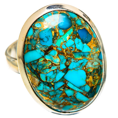 Blue Copper Composite Turquoise Rings handcrafted by Ana Silver Co - RING124396 - Photo 2