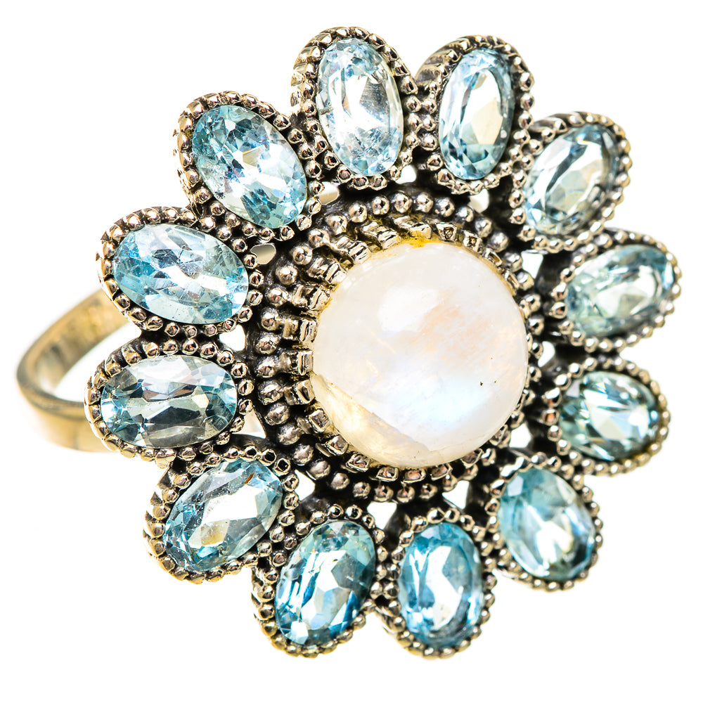 Rainbow Moonstone Rings handcrafted by Ana Silver Co - RING124404 - Photo 2