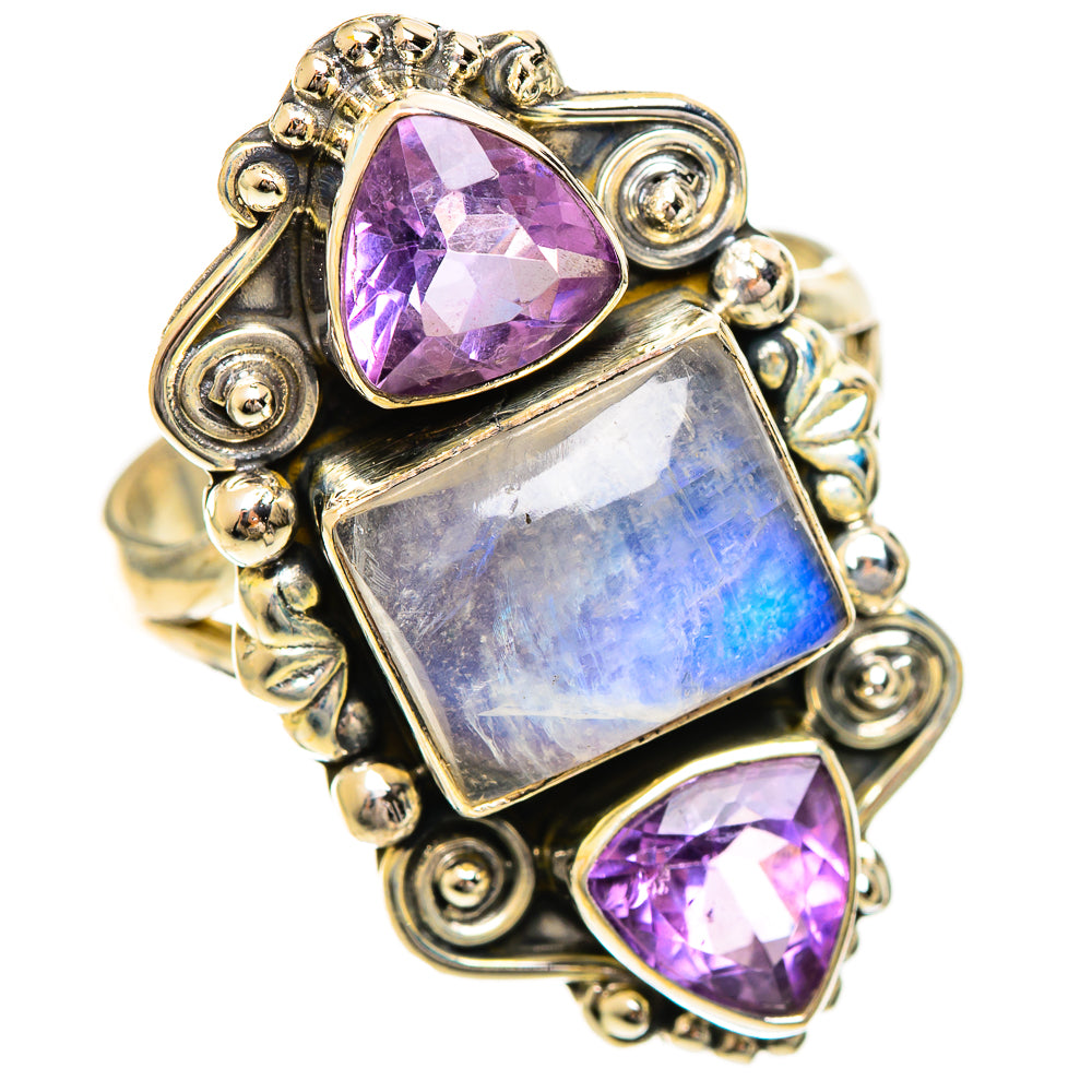 Rainbow Moonstone Rings handcrafted by Ana Silver Co - RING124410 - Photo 2