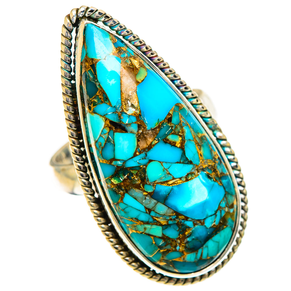 Blue Copper Composite Turquoise Rings handcrafted by Ana Silver Co - RING124429 - Photo 2