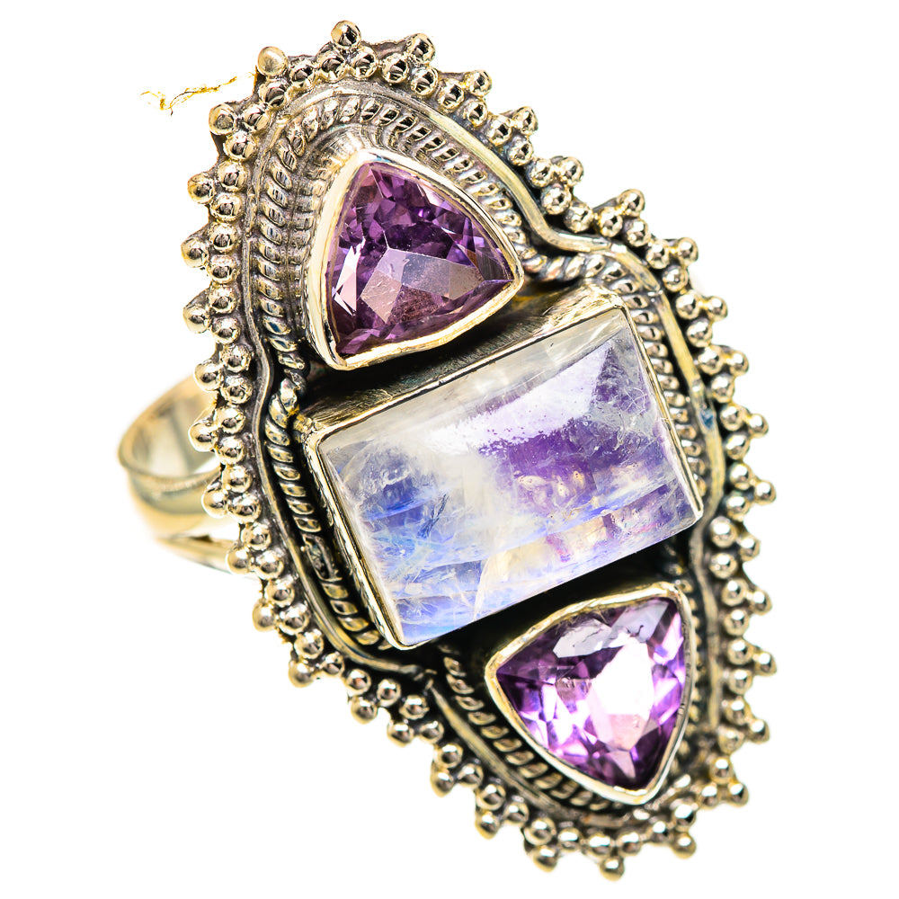 Rainbow Moonstone Rings handcrafted by Ana Silver Co - RING124437 - Photo 2