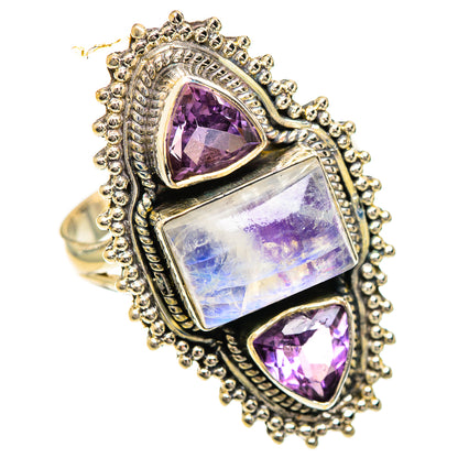 Rainbow Moonstone Rings handcrafted by Ana Silver Co - RING124437 - Photo 2