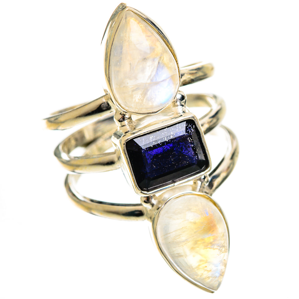 Rainbow Moonstone Rings handcrafted by Ana Silver Co - RING124439 - Photo 2