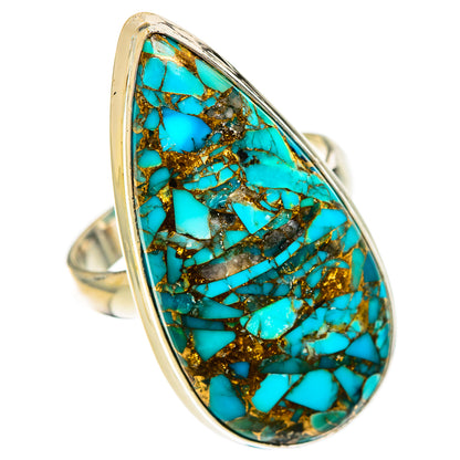 Blue Copper Composite Turquoise Rings handcrafted by Ana Silver Co - RING124448 - Photo 2