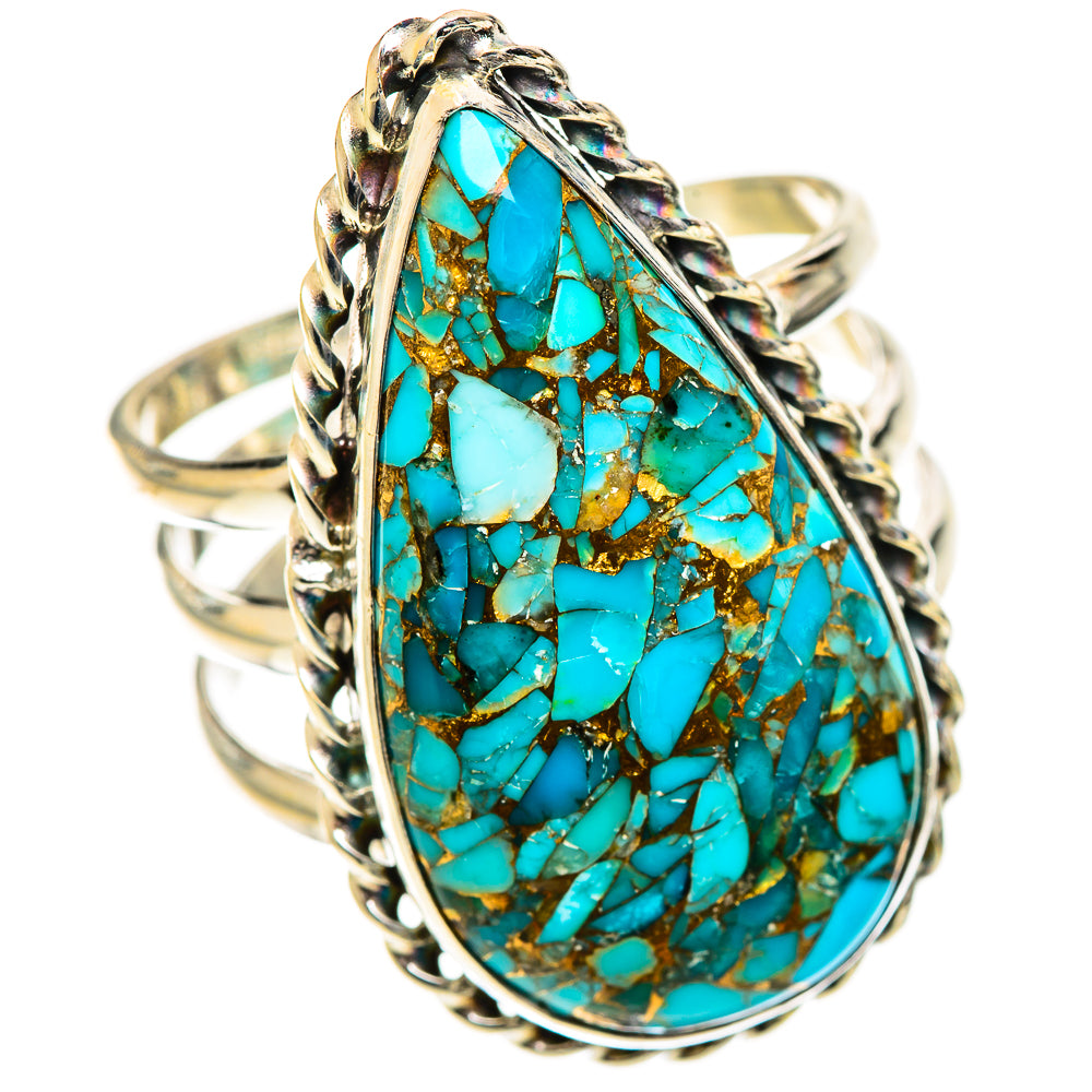 Blue Copper Composite Turquoise Rings handcrafted by Ana Silver Co - RING124467 - Photo 2