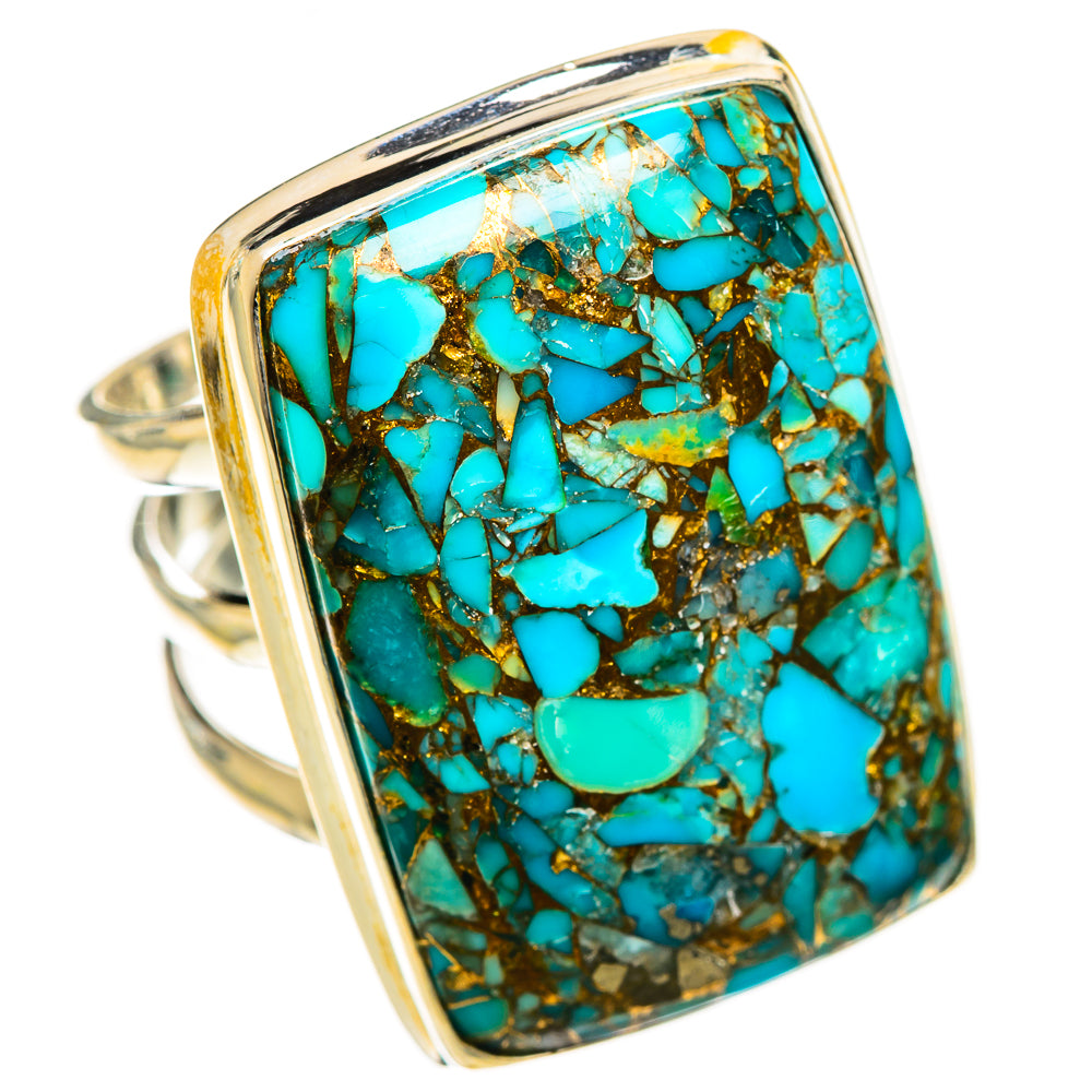 Blue Copper Composite Turquoise Rings handcrafted by Ana Silver Co - RING124472 - Photo 2