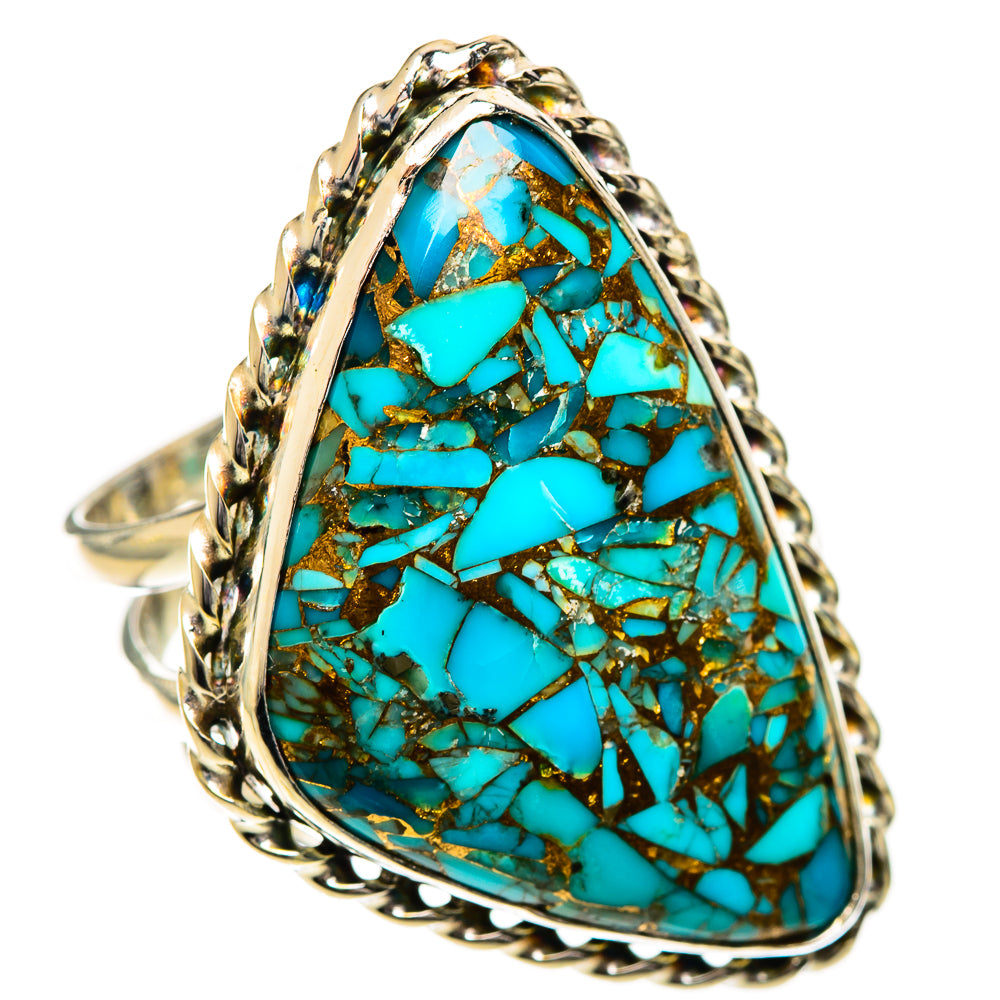 Blue Copper Composite Turquoise Rings handcrafted by Ana Silver Co - RING124485 - Photo 2