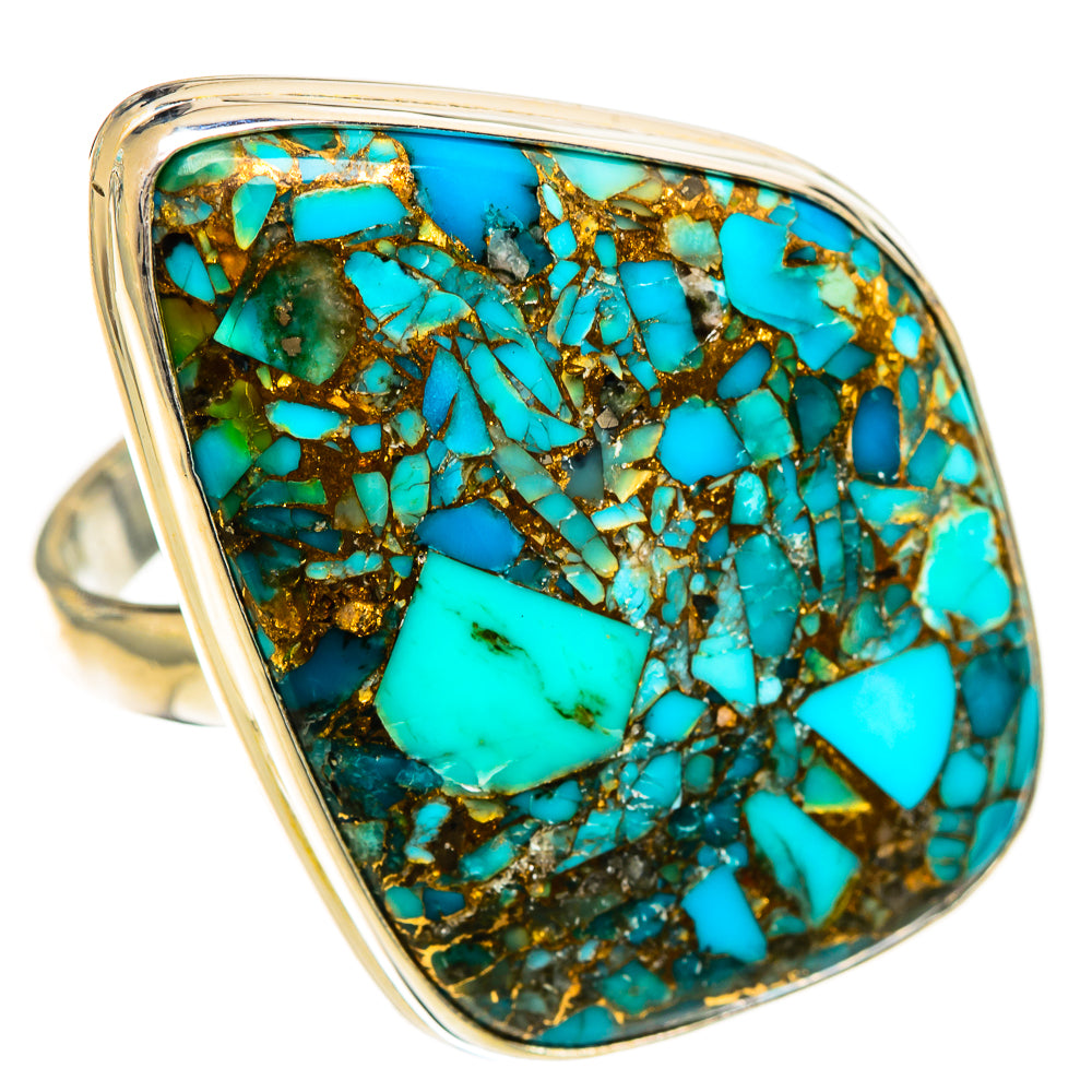 Blue Copper Composite Turquoise Rings handcrafted by Ana Silver Co - RING124490 - Photo 2