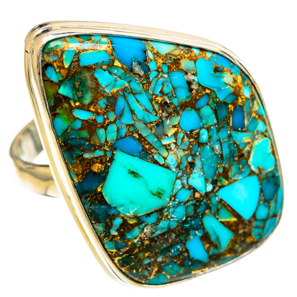 Blue Copper Composite Turquoise Rings handcrafted by Ana Silver Co - RING124490 - Photo 2