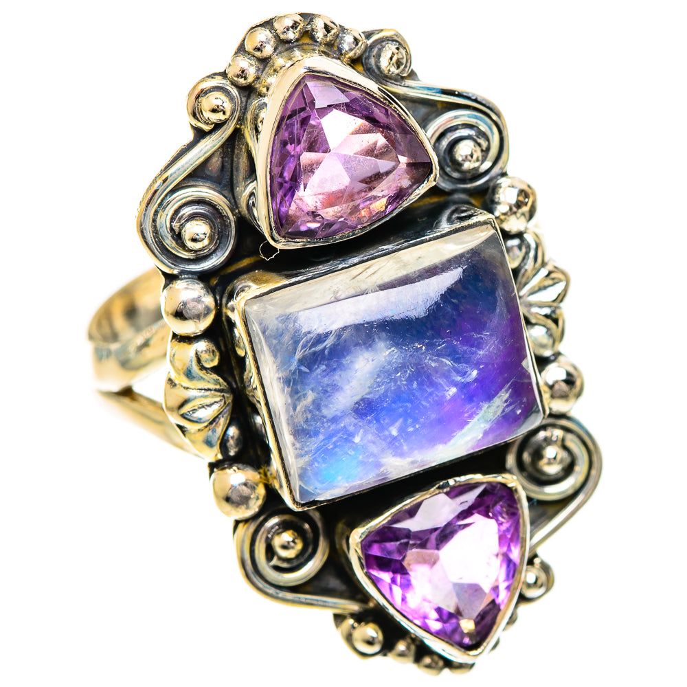 Rainbow Moonstone Rings handcrafted by Ana Silver Co - RING124495 - Photo 2