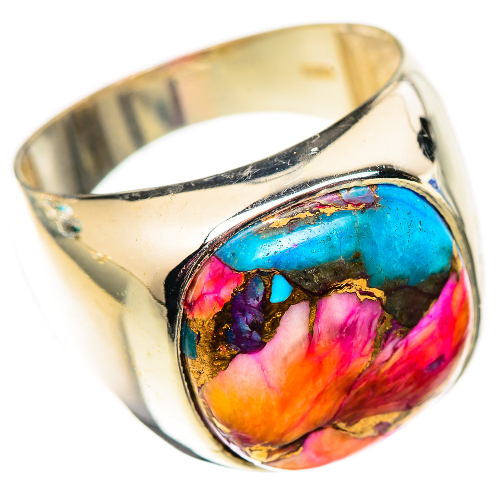 Kingman Pink Dahlia Turquoise Rings handcrafted by Ana Silver Co - RING124520 - Photo 2