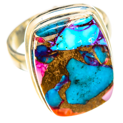 Kingman Pink Dahlia Turquoise Rings handcrafted by Ana Silver Co - RING124521 - Photo 2
