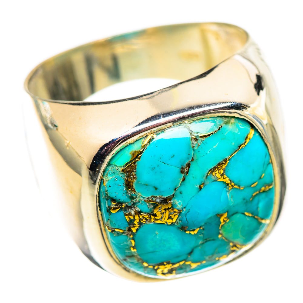 Blue Copper Composite Turquoise Rings handcrafted by Ana Silver Co - RING124579 - Photo 2