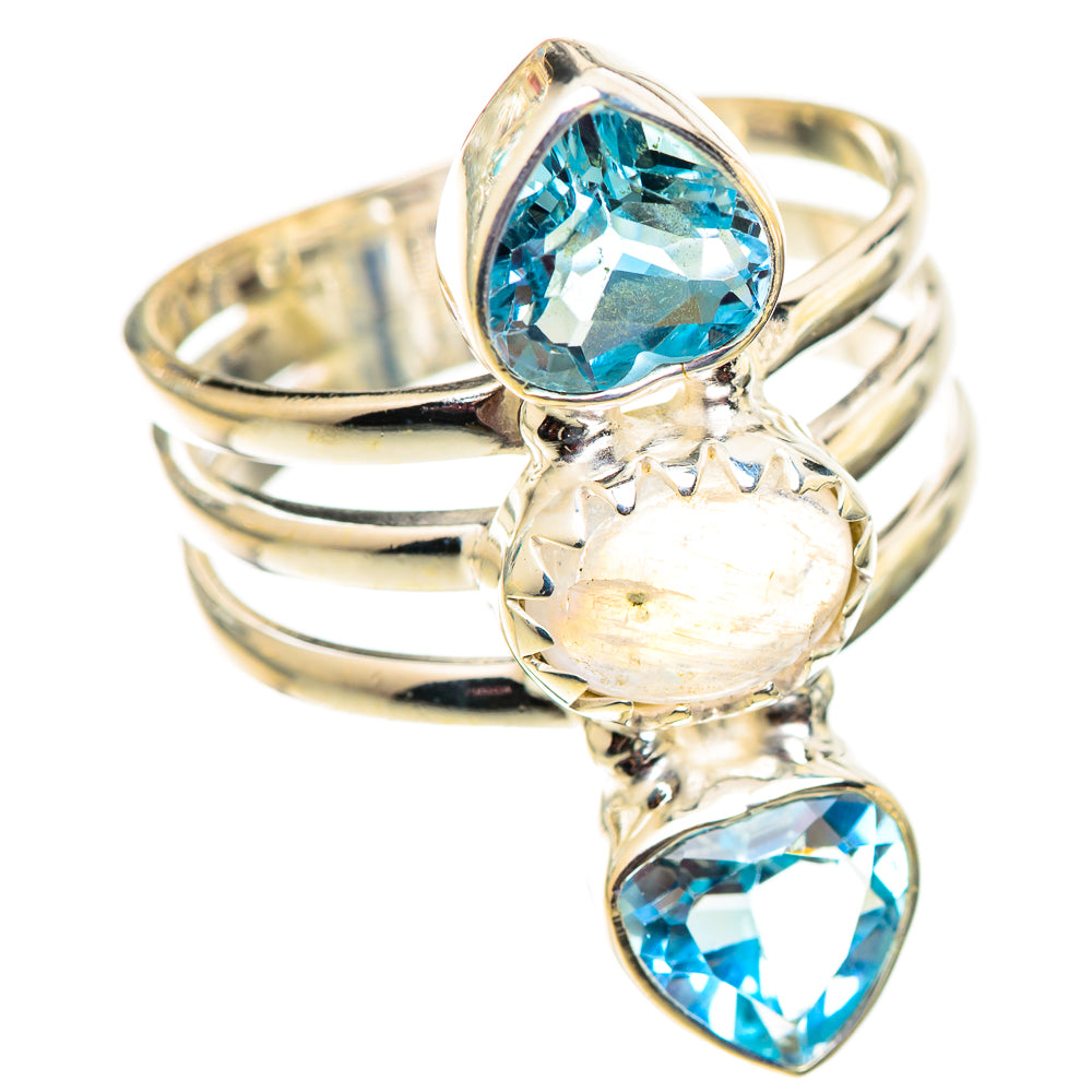 Rainbow Moonstone Rings handcrafted by Ana Silver Co - RING124585 - Photo 2