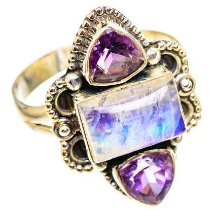 Rainbow Moonstone Rings handcrafted by Ana Silver Co - RING124591 - Photo 2