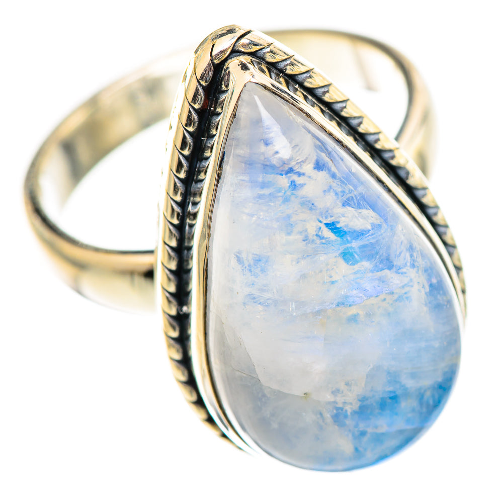 Rainbow Moonstone Rings handcrafted by Ana Silver Co - RING124602 - Photo 2