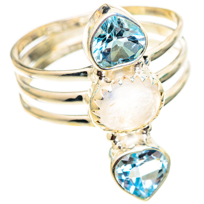 Rainbow Moonstone Rings handcrafted by Ana Silver Co - RING124607 - Photo 2