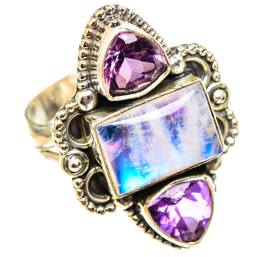 Rainbow Moonstone Rings handcrafted by Ana Silver Co - RING124635 - Photo 2
