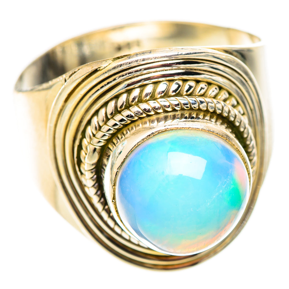 Sterling silver oval opal ring with blue stone and stacked decorative bands