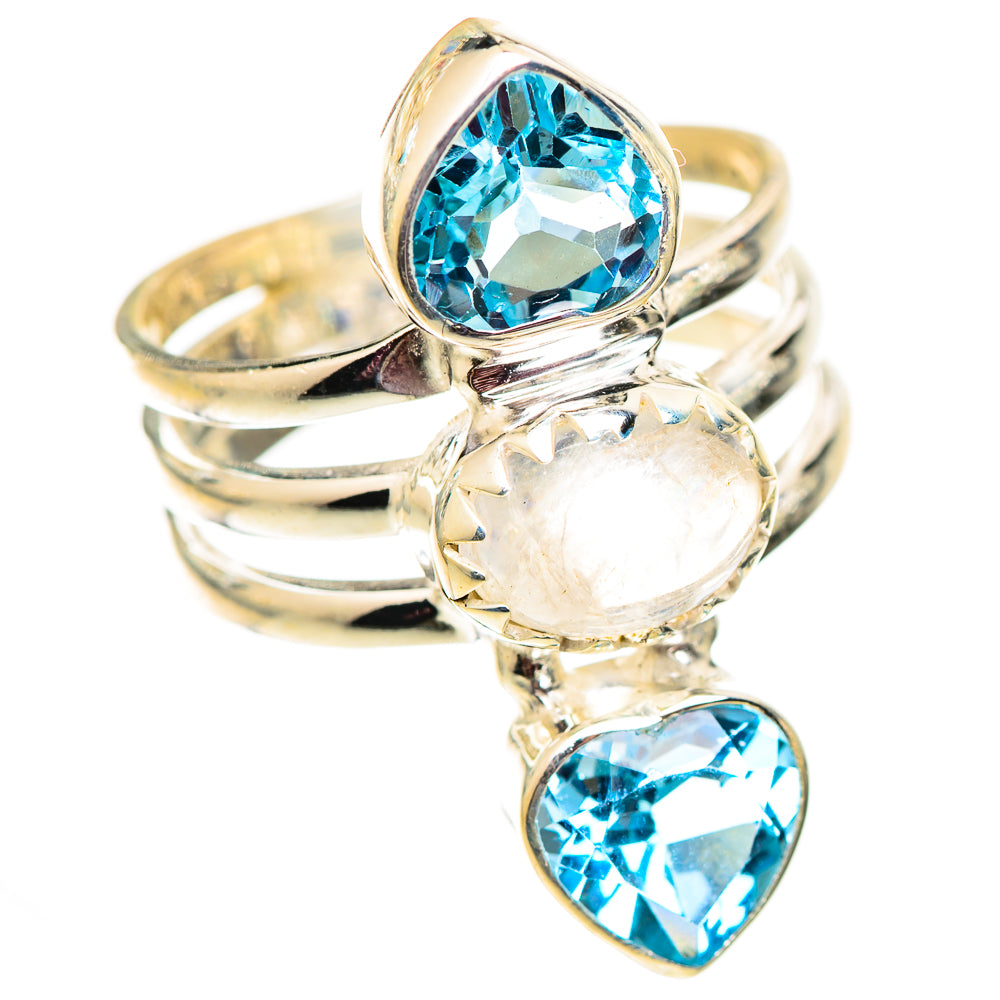 Rainbow Moonstone Rings handcrafted by Ana Silver Co - RING124686 - Photo 2