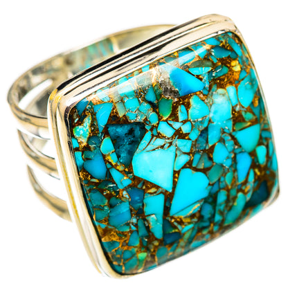 Blue Copper Composite Turquoise Rings handcrafted by Ana Silver Co - RING124701 - Photo 2