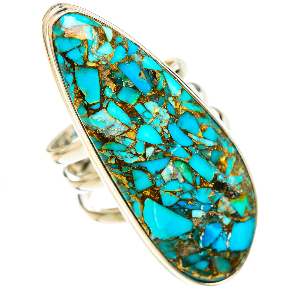 Blue Copper Composite Turquoise Rings handcrafted by Ana Silver Co - RING124711 - Photo 2