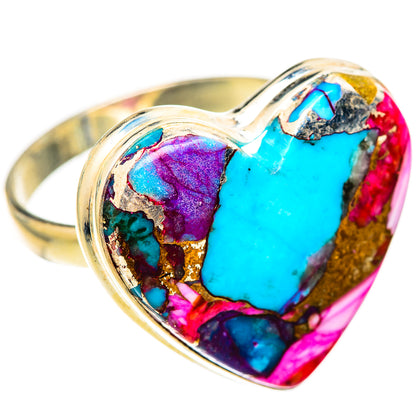 Kingman Pink Dahlia Turquoise Rings handcrafted by Ana Silver Co - RING124721 - Photo 2