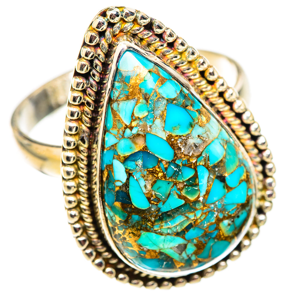 Blue Copper Composite Turquoise Rings handcrafted by Ana Silver Co - RING124727 - Photo 2