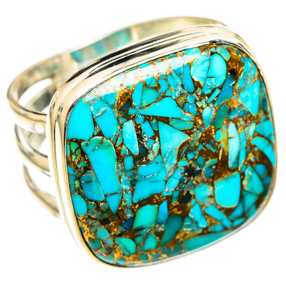 Blue Copper Composite Turquoise Rings handcrafted by Ana Silver Co - RING124736 - Photo 2