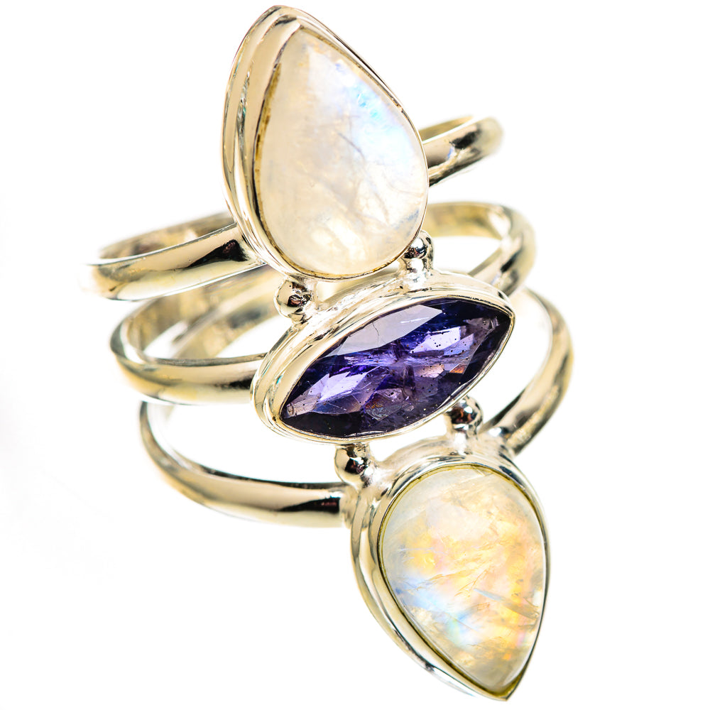Rainbow Moonstone Rings handcrafted by Ana Silver Co - RING124751 - Photo 2