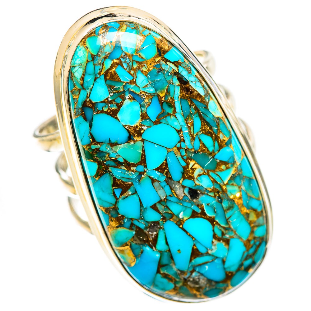 Blue Copper Composite Turquoise Rings handcrafted by Ana Silver Co - RING124766 - Photo 2
