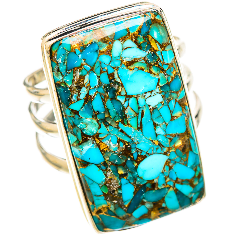 Blue Copper Composite Turquoise Rings handcrafted by Ana Silver Co - RING124784 - Photo 2