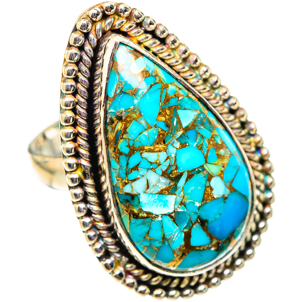 Blue Copper Composite Turquoise Rings handcrafted by Ana Silver Co - RING124792 - Photo 2